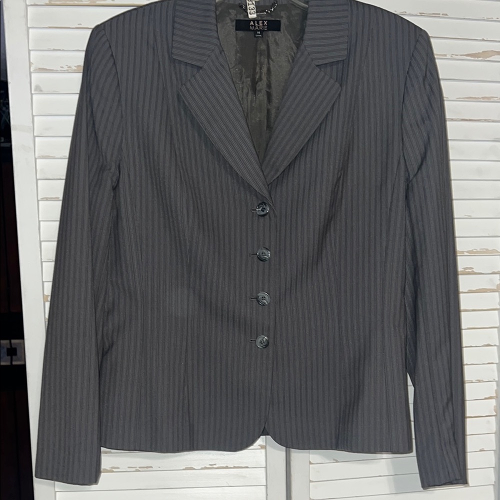 Alex Marie Gray Pinstripe Women's Blazer EUC
